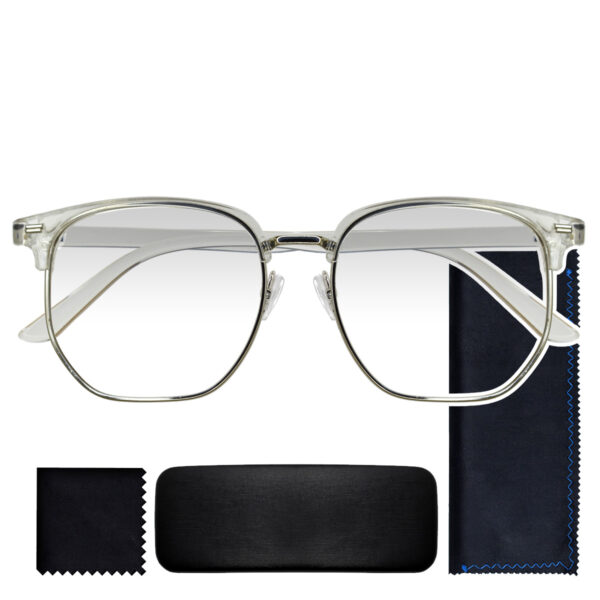 GE2 TRANSPARENTE,PASTA METAL, GRANDE, LIGEROS, UNISEX, POLIGONAL