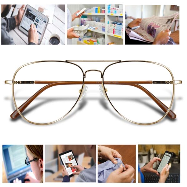 LENTES VISTA CANSADA, PRESBICIA, ANTIFATIGA, LENTES PARA LECTURA METALICO H2105H  DORADO